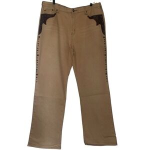 DG2 Diane Gilman women's 18W Tan Western Embellished Jean Turquoise faux Leather